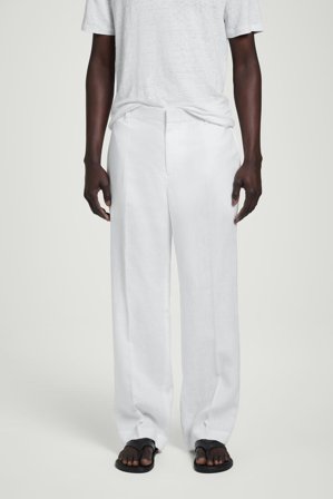Men's Pantalones Rectos De Lino Elásticos in Blanco
