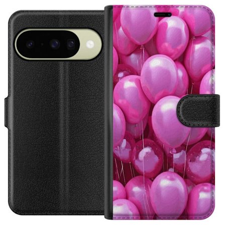Kompatibelt Plånboksfodral till Google Pixel 10 Rosa ballonger glansigt festligt motiv som för tankarna till födelsedag firande kärlek och glädje