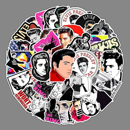 50 stk. Singer Elvis Presley Graffiti Vandtætte Klistermærker Kufferter Notesbog Skateboard Køleskab Hjelm Vandkop Engros