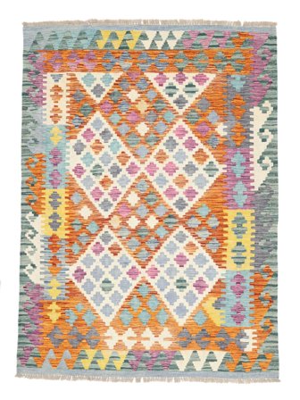 Hand Woven Kilim Afghan Old Style Rug 130X179 Brown/Orange