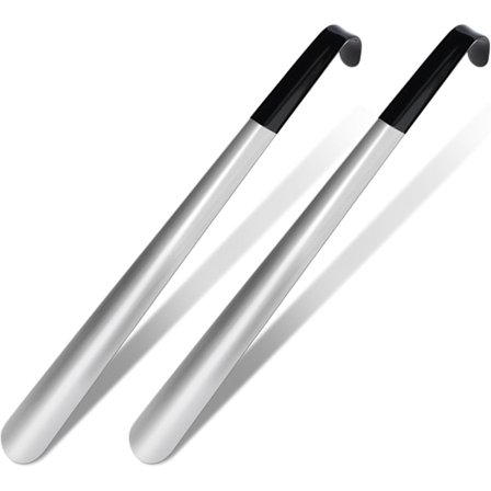 Langt metalskohoren sæt. 42 cm langt skohorn