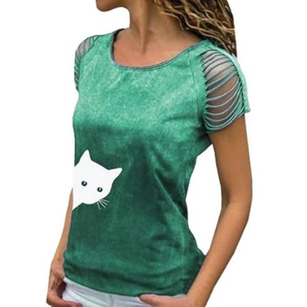 Kortärmad T-shirt Dam Med Rund Hals