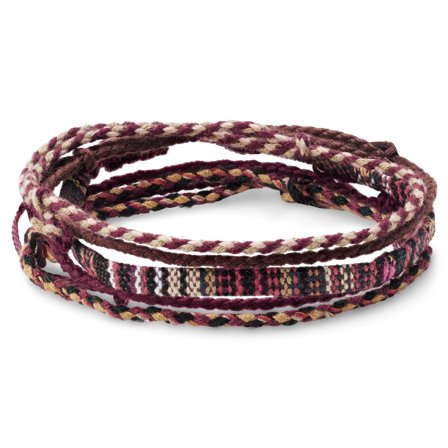 Bracelet Surfeur en Tissu Rouge Foncé Multicolore pour hommes - Bracelets en corde