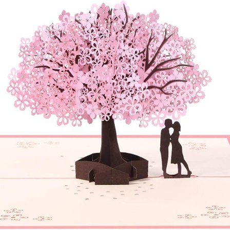 3D-kort, bursdagskort, pop-up 3D-kort, gratulasjonskort med konvolutt, rosa KLB