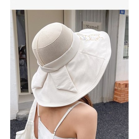 Björnbroderi Fiskarhatt Båge Stor Brätte Solhatt Casual Strand Solhatt Kvinnlig Solhatt----Beige