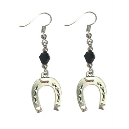 Earrings - Horseshoe - Bead - Black