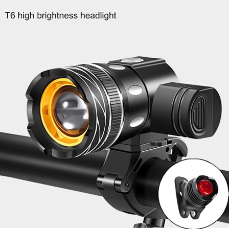 T6 LED Sykkellys/Sykkellampe/Lommelykt Vanntett Inntrekkbar Sykkellampe