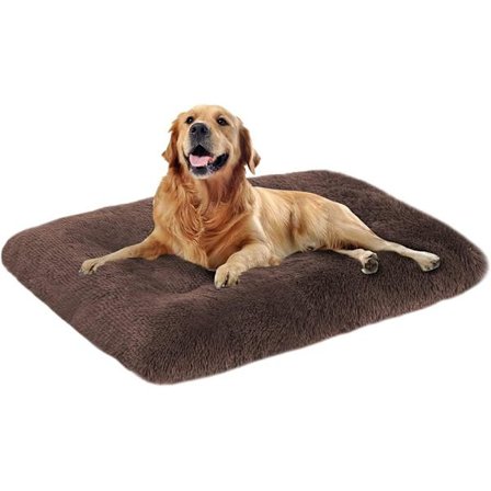 Furry Companion Crate Pad, Super Soft Dog Bed for Large & Medium Dogs, Cozy Flannel Top Kennel Mat, Fully Machine Washable & Waterproof, Non-Slip