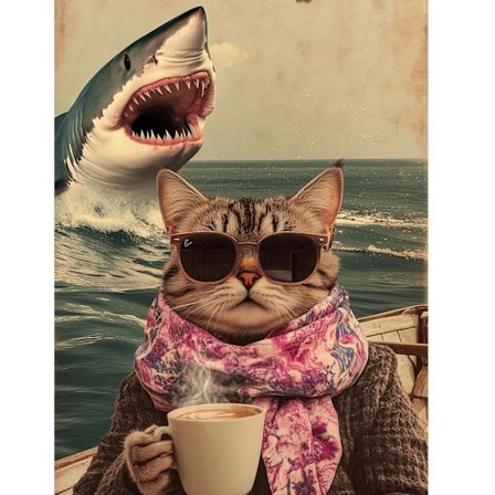 DIY Diamantmålningskit - Katt Haj Havsscen 5D Full Drill Heminredning Konst