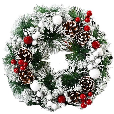 12,6 tums julkrans för ytterdörr med röda bär, juldörrkrans för hemväggdekor, 2 dörrar och fönsterdekoration