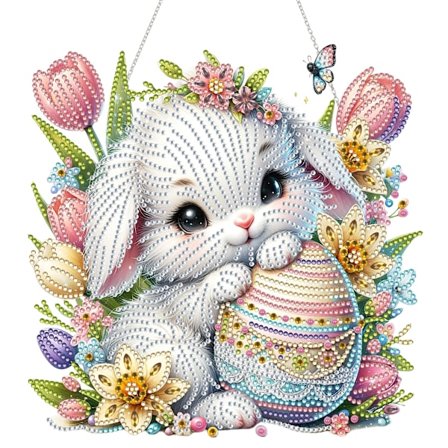 Kaksipuolinen Pupu Timanttimaalaussarja, Erikoismuotoiltu DIY Strassimaalaus Akryylitimanteilla Ikkunaan Seinälle Ripustettavaksi Kodin Sisustukseen