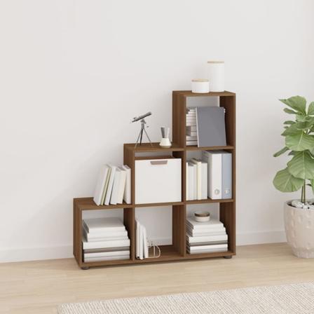 Vidaxl Bokhylla Trappformad Brun Ek 107 Cm Konstruerat Trä Brun