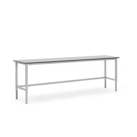 Höhenverstellbare Werkbank MOTION, manuell, 400 kg Belastung, 2500 x 600 mm, grau