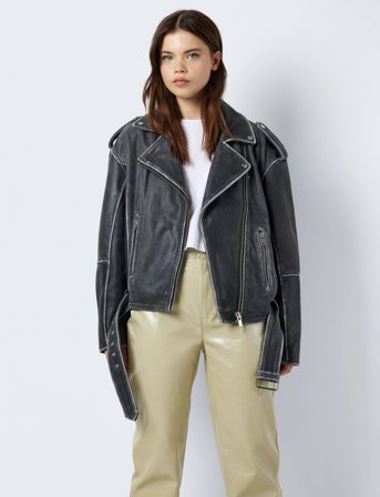 NOISY MAY Nmaika L/S Leather Jacket - Black - XS