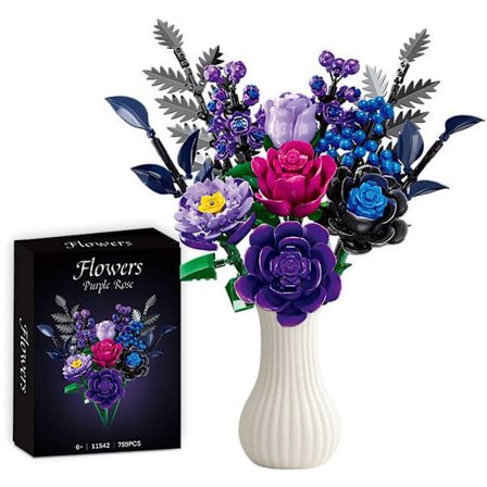 Lilla buket byggeklodser, rose byggeklods sæt, til voksne & kvinder, til Halloween