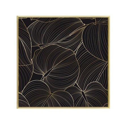 Abstrakti lehtimaalaus kankaalle – 52x52cm, musta ja kulta