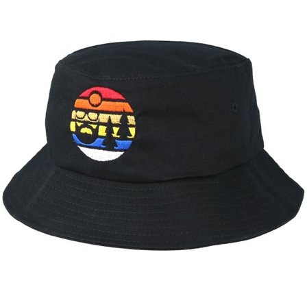 Bearded Man - Svart bucket Hatt - Sunset Logo Black Bucket @ Hatstore