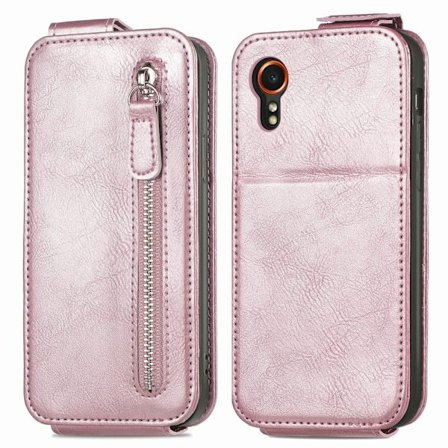 Vertikalt Samsung Galaxy Xcover 7 fodral med dragkedja - Roséguld