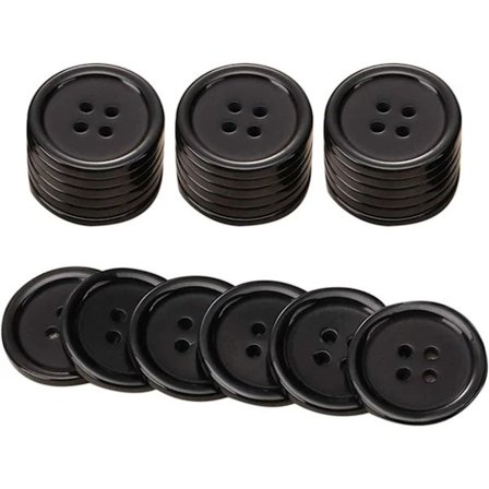 20-pack Svarta Resin 20mm Runda Knappar med 4 Hål