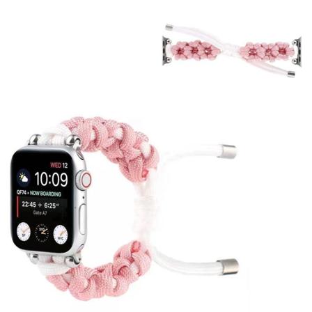 Apple Watch 40mm kaksivärinen nylonkellohihna - Pinkki / Valkoinen Pink