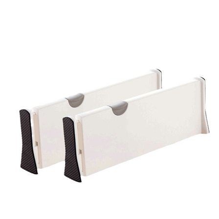 2-pakks justerbare nett-skuffeskiller for oppbevaring av klær, hvit