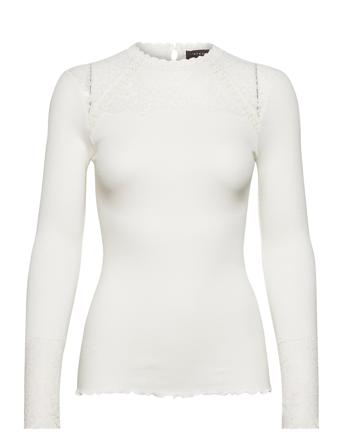Organic T-Shirt Ls W/Lace White Rosemunde