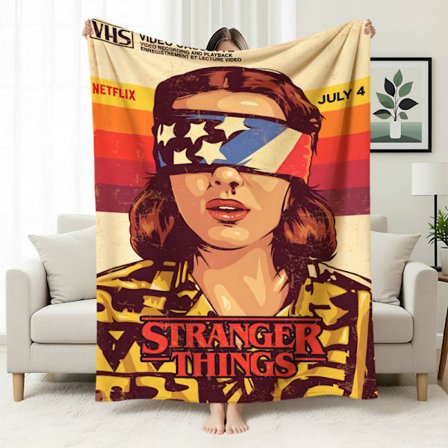 Stranger Things 5 Fleecefodrad Varm Filt, Stranger Things-tema Filt för Tupplurar, Flanellfilt, Specialtillverkad