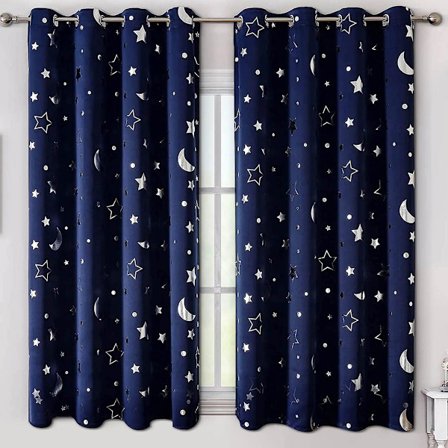 Tähtiverhot, 2 paneelia lastenhuoneen pieniin ikkunoihin, huoneeseen