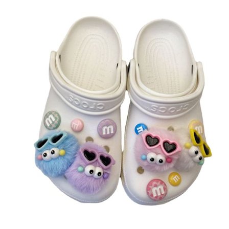 12 stk. 3D-clogs-sandaler-pynt (M Bean tilfældig farve), skocharms, søde sko-pynt til clogs-sko-armbånd DIY