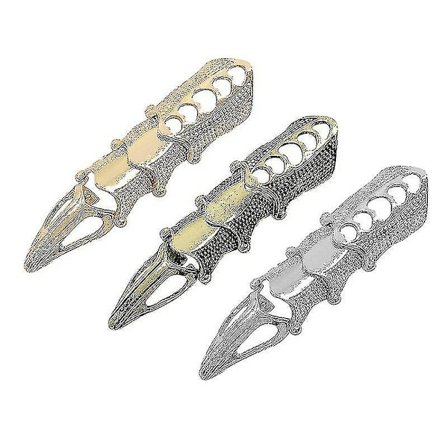 Rock Hinged Finger Rings Claw Dubbla Loopar Långa Ringar Smycken (3 st, Silver, Guld, Brons)