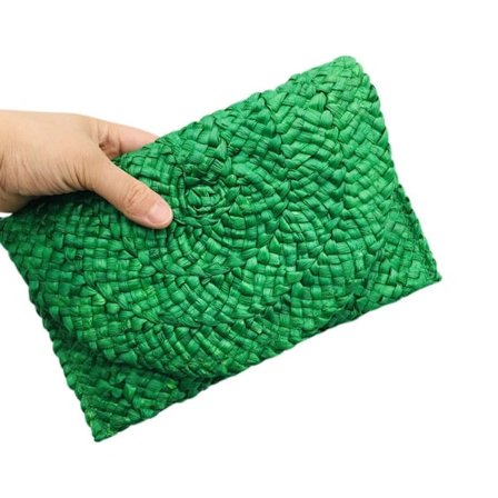 Majsfiber Vævet Taske Firkantet Clutch GRØN grøn