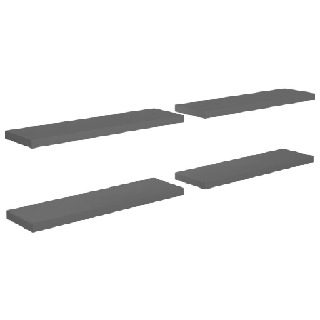 Vidaxl Svävande Vägghyllor 4 St Grå Högglans 90x23,5x3,8 Cm Mdf Grå