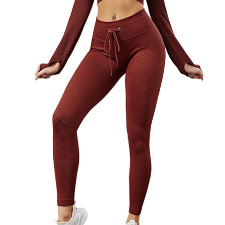 Kvinnor Ribbade Leggings Sömlös Dragsko Yoga Sports Tights