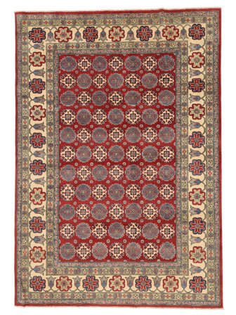 Kazak Fine Vloerkleed Handgeknoopt 205X293 Bruin/Donkerrood