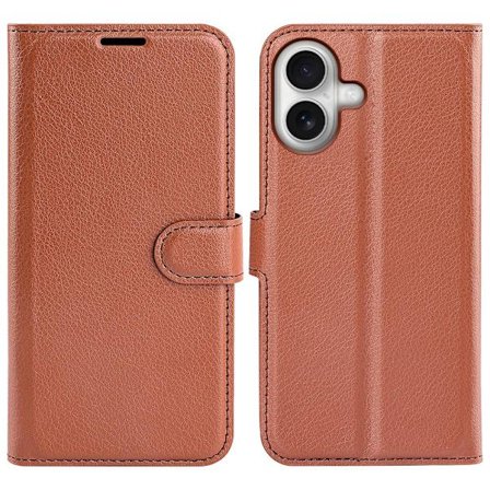 iPhone 17 Fodral Litchi Läder Brun
