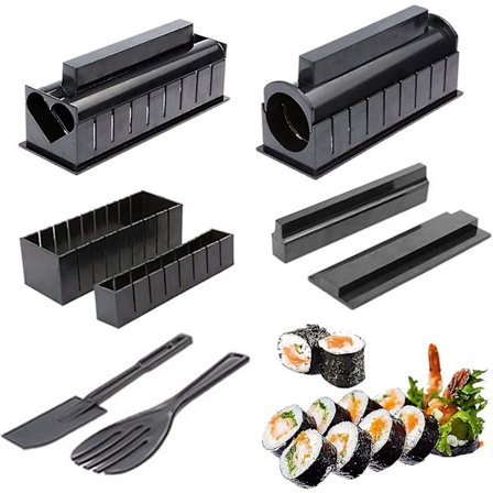 Sushi-sett, DIY-sushisett for nybegynnere med 4 plast-sushiformer, gave