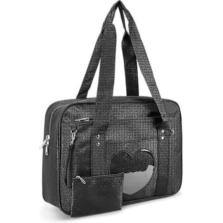 HEYONE Ita Laukku Sydän Japanilainen Koululaukku Kawaii Suuri Olkalaukku Anime Laukku Musta -