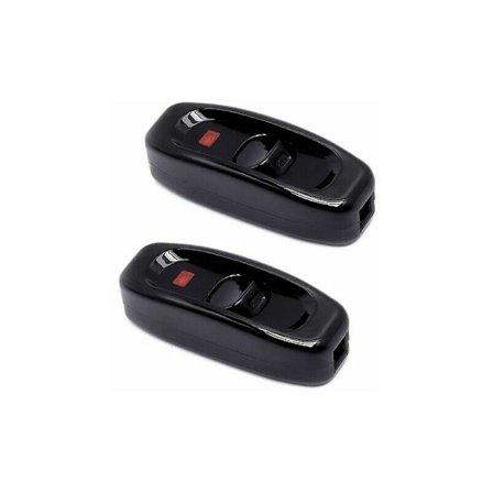 Lampeknap, 2 stk. Sort Lampeknap Inline-knap 250V 10A Mellemkontakt med Led-indikator Inline-ledningsskontakt til Sengelampe Bordlampe Cab