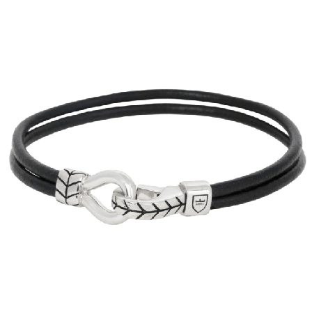 by BILLGREN Silver/läderarmband | Svart Nobel Accessoarer Herr 21 cm