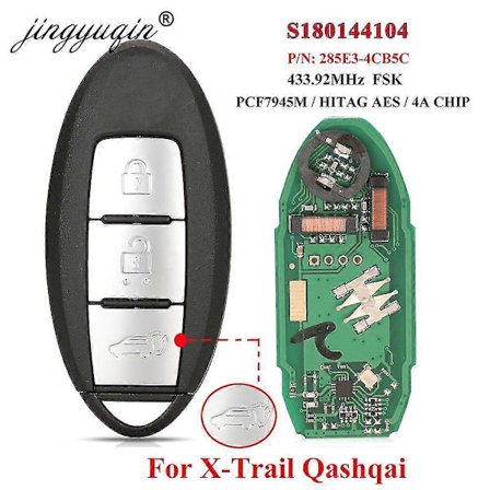 S180144104 Smart 3-knapps Fjernkontroll Bilnøkkel 433mhz 4a For Nissan X-trail Xtrail Qashqai 2014-2017 Pcf7945m Nøkkelfri