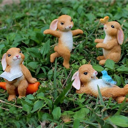 5 st Dekoration Miniatyr Landskap Figurer Kanin Djur