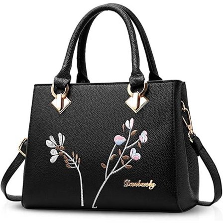 Retro naisten käsilaukku, käsilaukku, olkalaukku, crossbody-laukku PU-nahasta (musta)