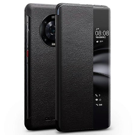 QIALINO Honor Magic4 Pro 5G Aitoa Nahkaa PC Puhelinkuori Ikkunallinen Folio Flip Kotelo