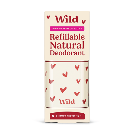 Wild Deo Heart Case Pink Grapefruit & Lime Startpakke, Hvit, 40 g