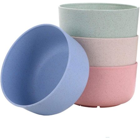 4 st Lätta Flingor av Vetestrå - Skål för Nudlar, Frukt, Soppa, Ris, Tål Diskmaskin och Mikrovågsugn, $4 Lättviktigt Skålset av Vetestråfiber.