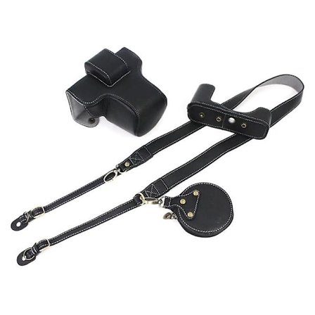 Läderbatteriöppning Avtagbar Väska För Nikon Z fc 28mm/16-50mm, Med Objektivväska + Axelrem