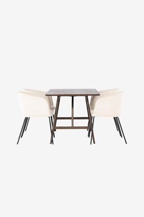 Venture Home - Spisegruppe Kaseindon med 4 stk stoler Berit - Brun - Spisegruppe 4 personer - Fra Homeroom