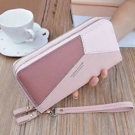 Plånbok - Dam Dubbel Dragkedja Plånbok - Stor Plånbok Rosa