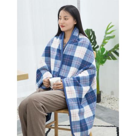 Blødt multifunktions lur frokostpause sjaltæppe fortykket flanneltæppe efterår og vinter dovent tæppe Gentleman blue plaid 80x130cm
