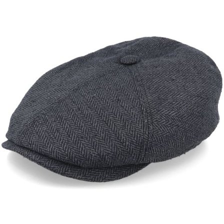 Stetson - Svart flatcap Keps - 6-Panel Cap Silk Charcoal/Black Flat Cap @ Hatstore